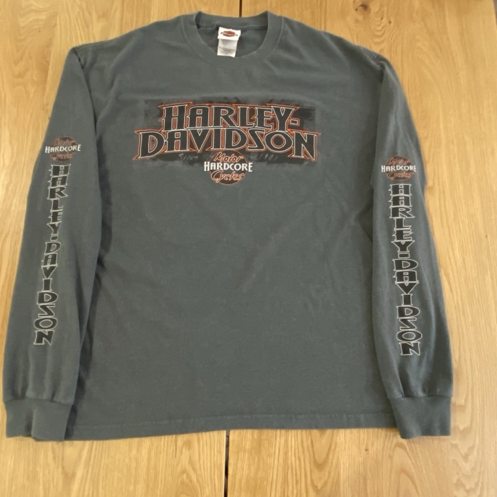 Harley-Davidson Hardcore Cycles T-shirt W/ Long Sleeve Hit Made In USA Sz XL Y2K